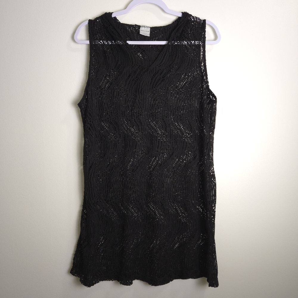 WAVES TO COAST Mash Hoodie Sleeveless Black Swim Cover-up 1XL
